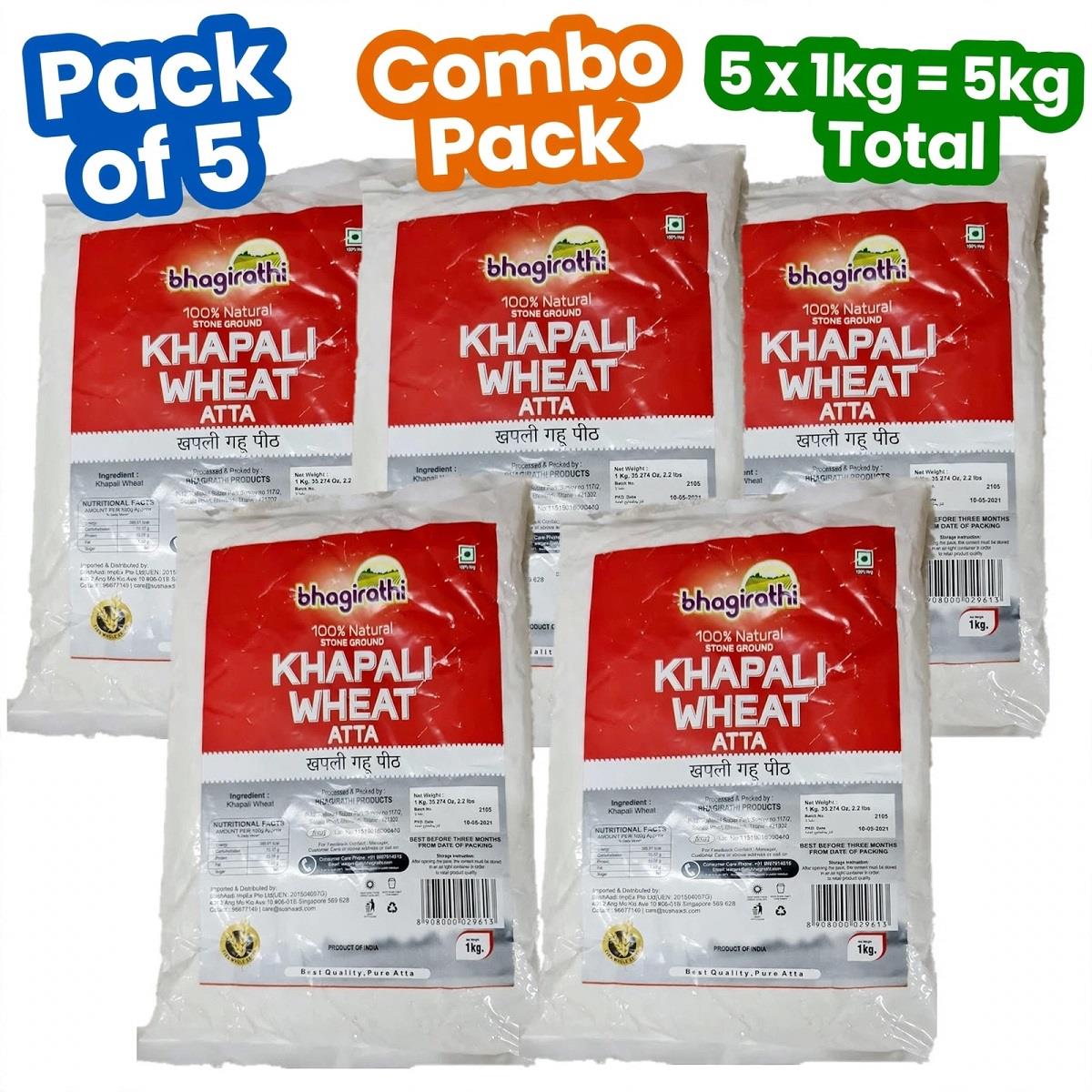 5kg Bhagirathi Khapali Wheat Atta (5 Pkts Of 1kg ) - Indian Grocery Singapore